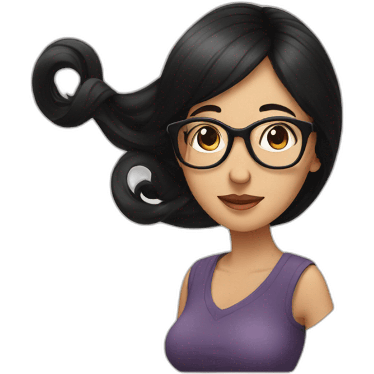 black hair glasses pregnant lady leaning over emoji