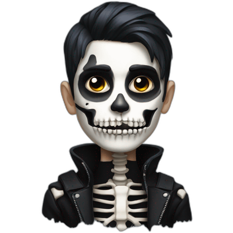 Goth Boy with Skeleton paint face emoji