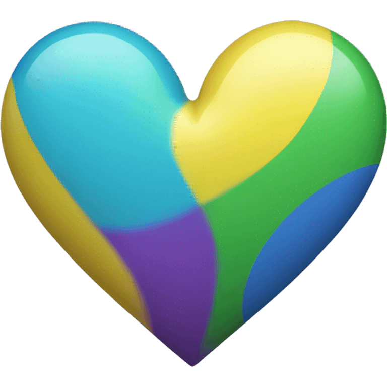 Blue, green, white, Purple, Yellow coloured heart in one emoji