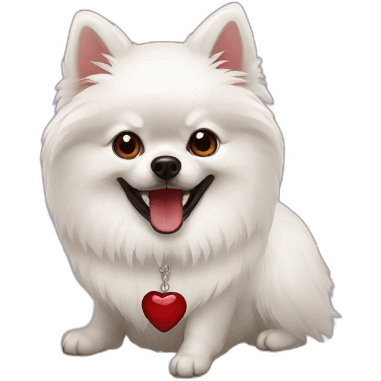 White pomeranian with vampire custom emoji