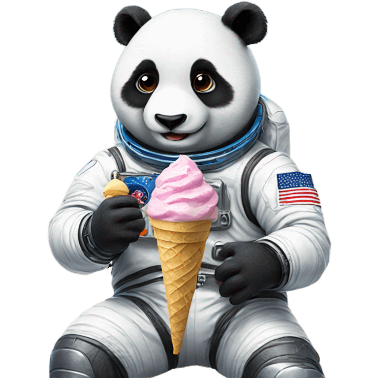 Astronaut panda eating an ice cream emoji