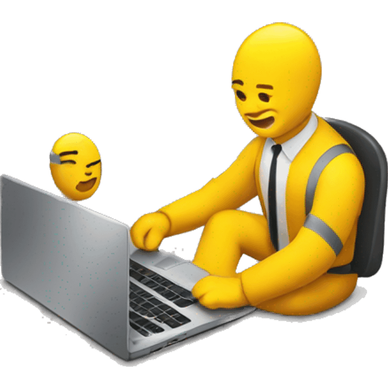 two yellow men working on a laptop together emoji