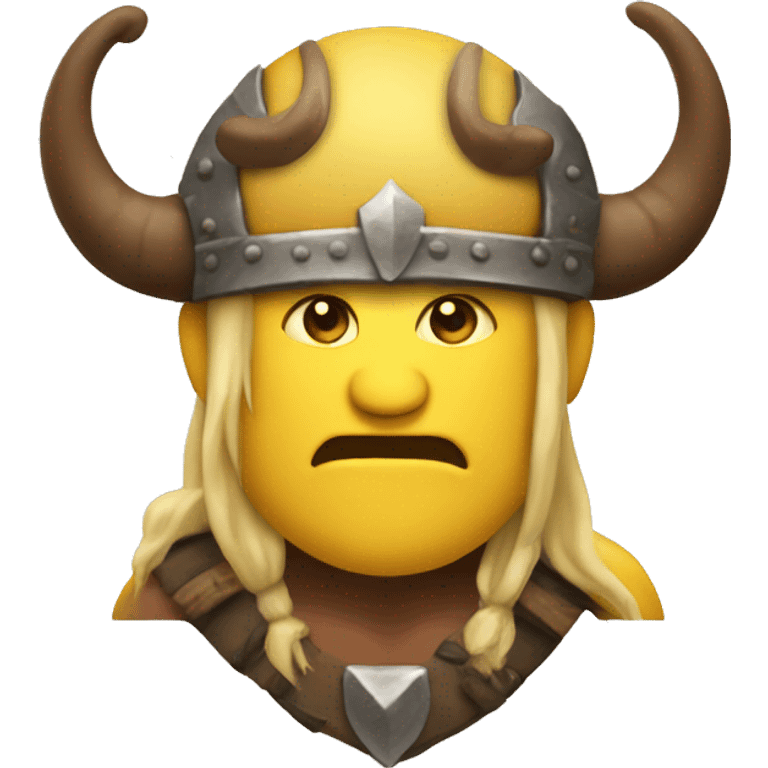 Yellow smile barbarian with hat with horns emoji