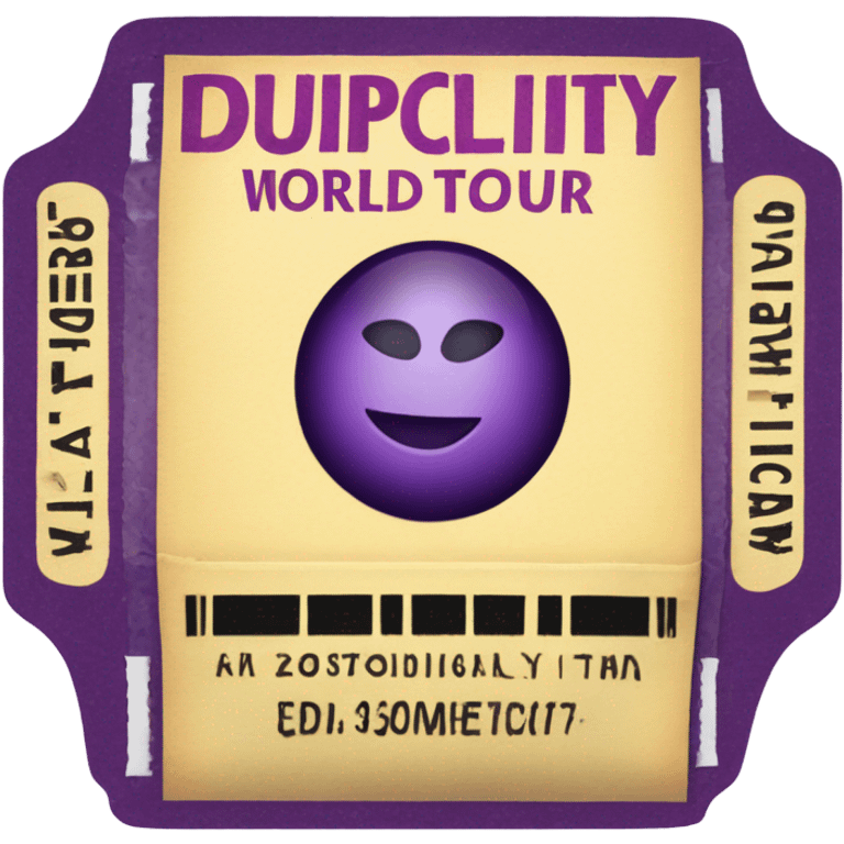 Concert ticket that says duplicity world tour emoji