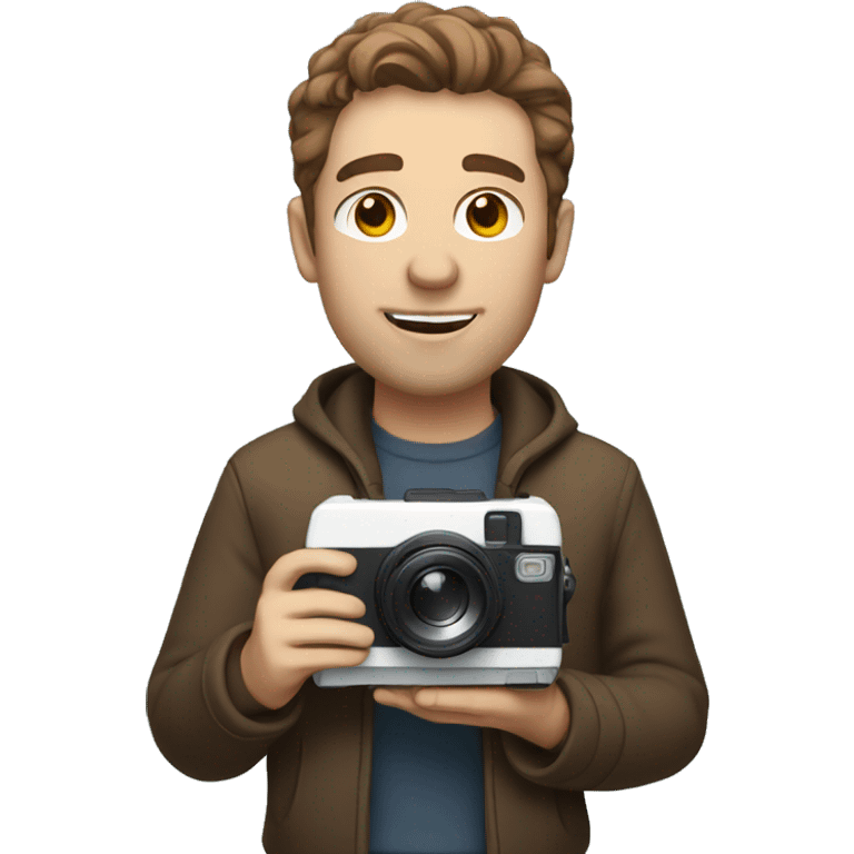 white man with brown hair holding a polaroid camera emoji