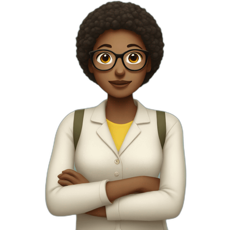 a strong women with round glasses, working with bees emoji