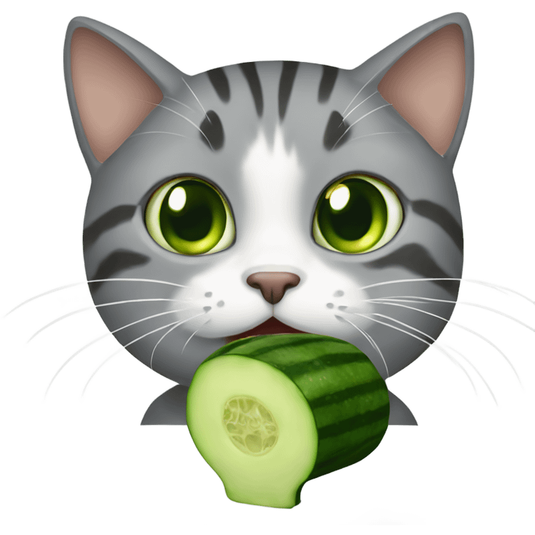 Cat eating a cucumber emoji