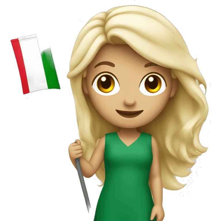 italian blonde girl smiling holding italy flag emoji