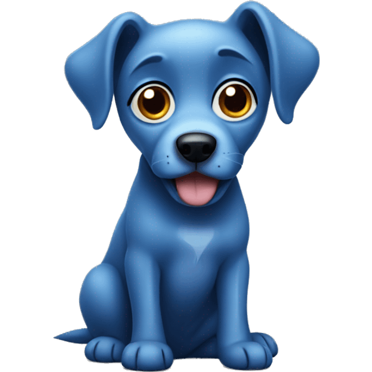 Blue dog with big eyes emoji