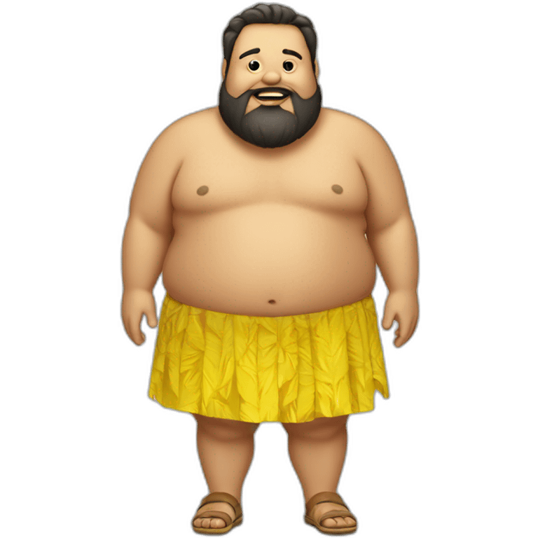 fat guy with yellow hawaiian skirt beard emoji