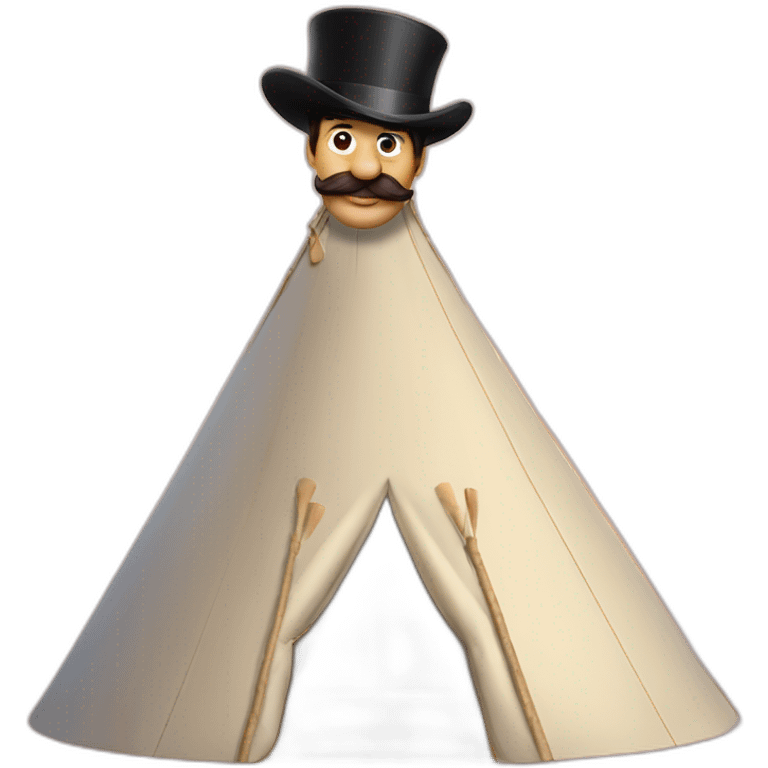 Ted lasso with a top hat in a teepee emoji