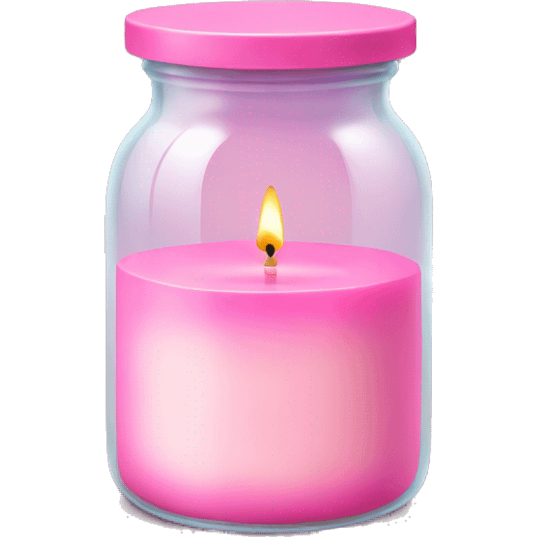 Glass jar with pink candle inside emoji