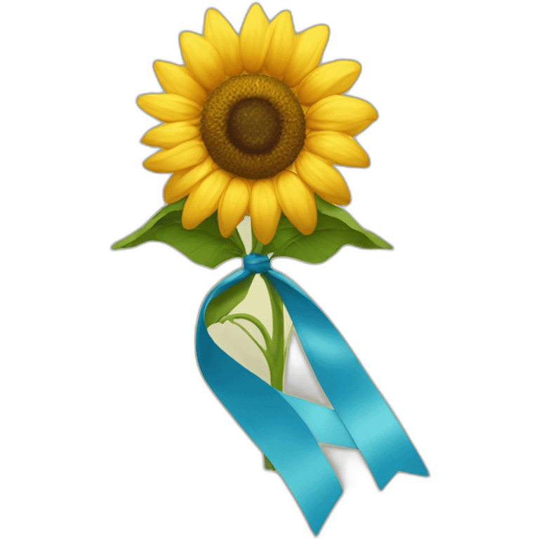 sunflower flowers tied with a yellow-blue ribbon emoji