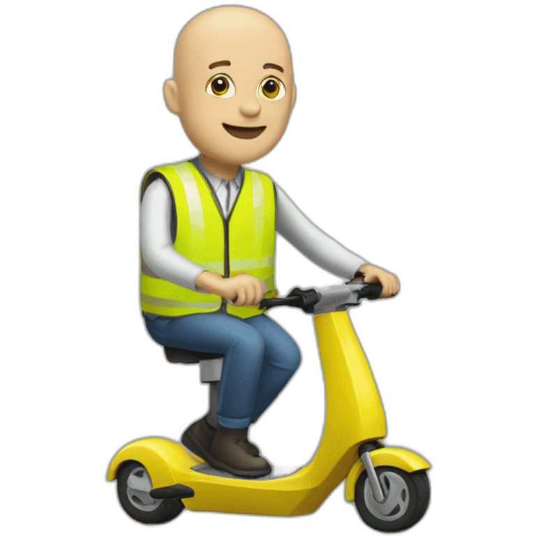 trottinette electrique bald man with yellow safety vest emoji