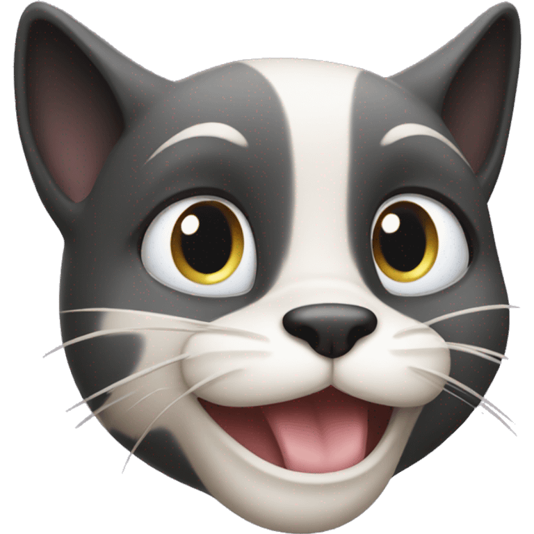 A goofy black cat emoji