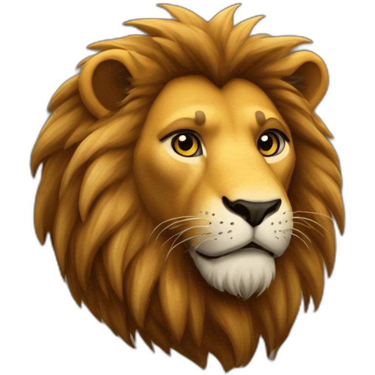 Lion fourrure jaune crinière brune qui sourit  emoji