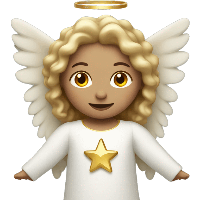 christmas Angel with golden halo, subtle red and green accents emoji