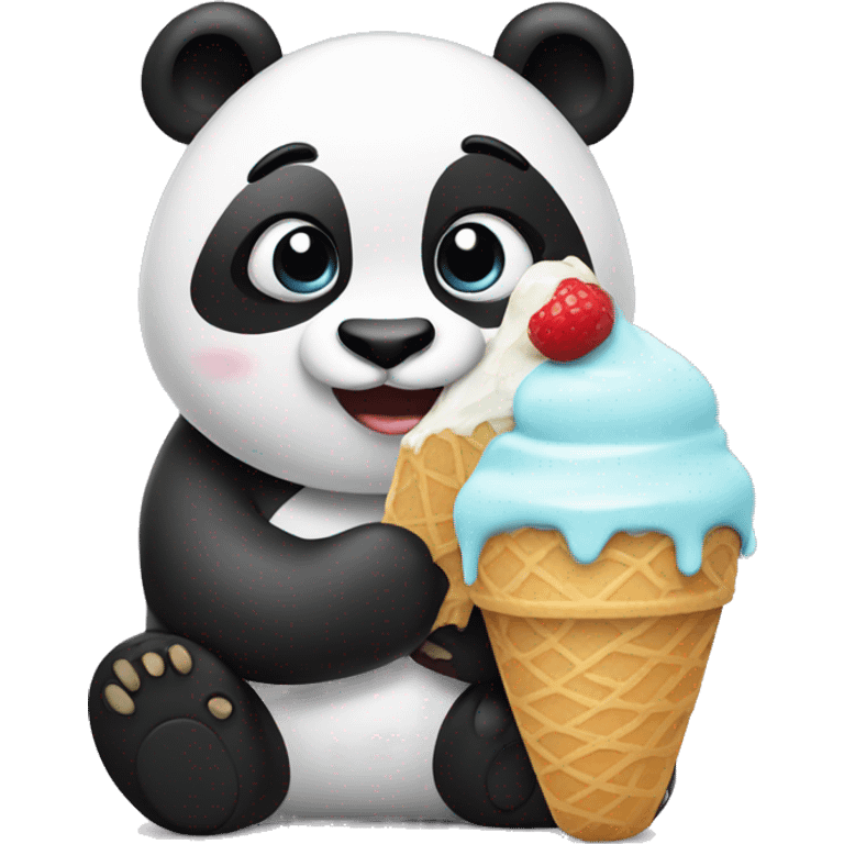 Panda eating ice cream emoji