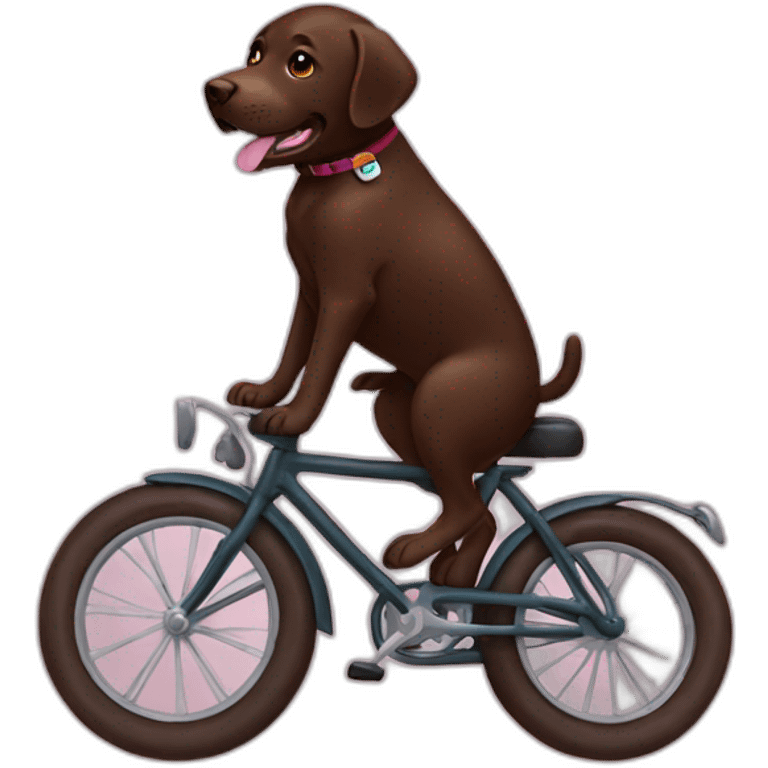 chocolate labrador on a bike emoji