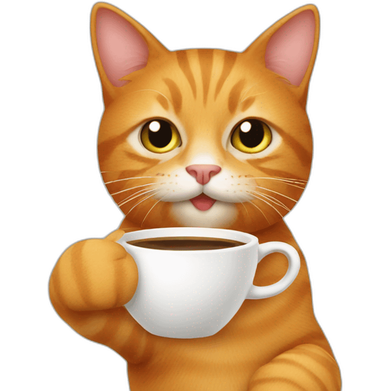 ginger cat with coffee emoji