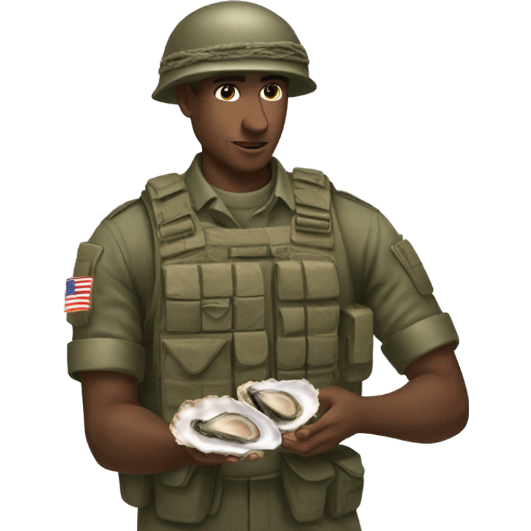 Soldier shucking an oyster emoji