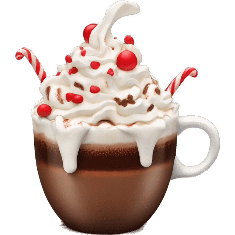 hot chocolate with whipped cream and red sprinkles on top emoji