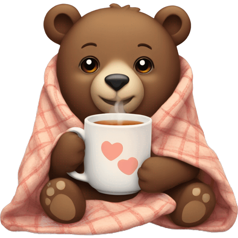 Cozy bear in a blanket drinking tea emoji