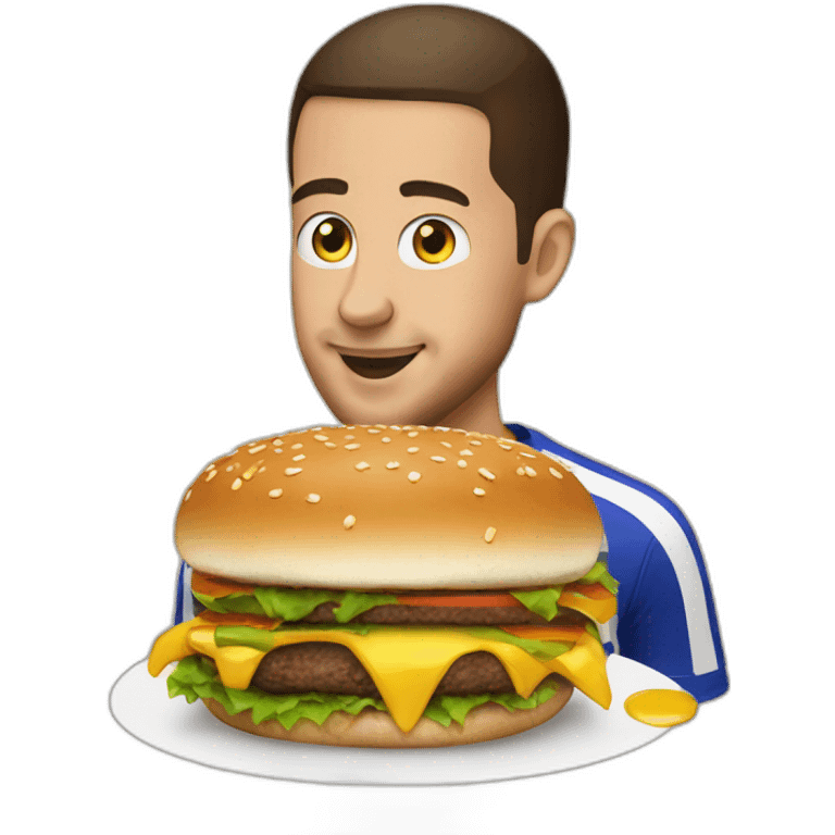 Eden Hazard with a burger emoji