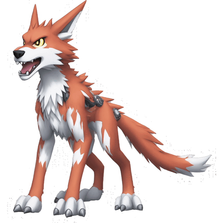  Cool Edgy Digimon-Fakemon-Garurumon-Loogamon-Dorulumon-Wolf full body emoji