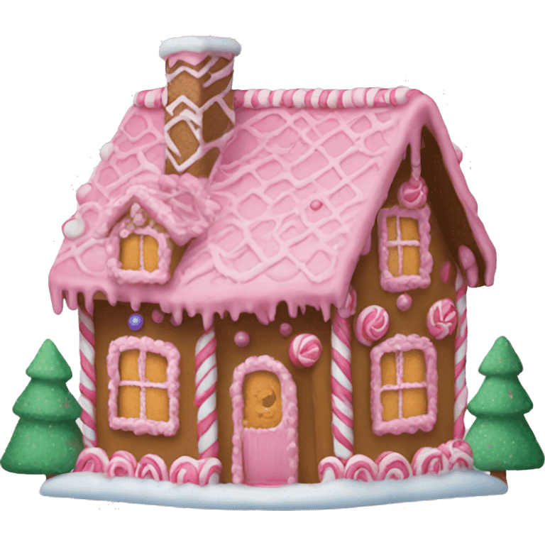 Pink gingerbread house emoji