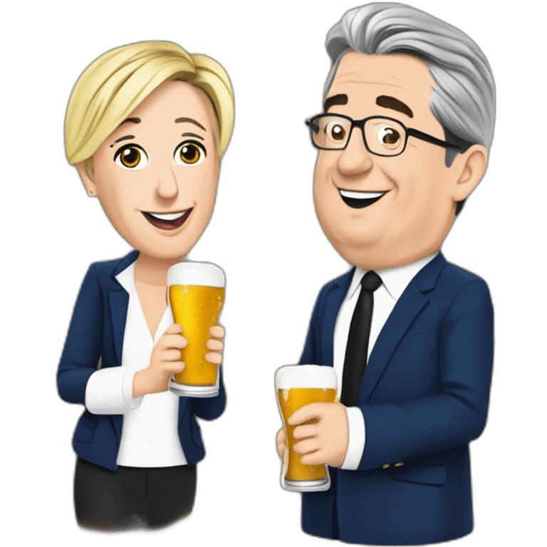 Marine Le Pen bois une bière avec Jean-Luc Melenchon emoji