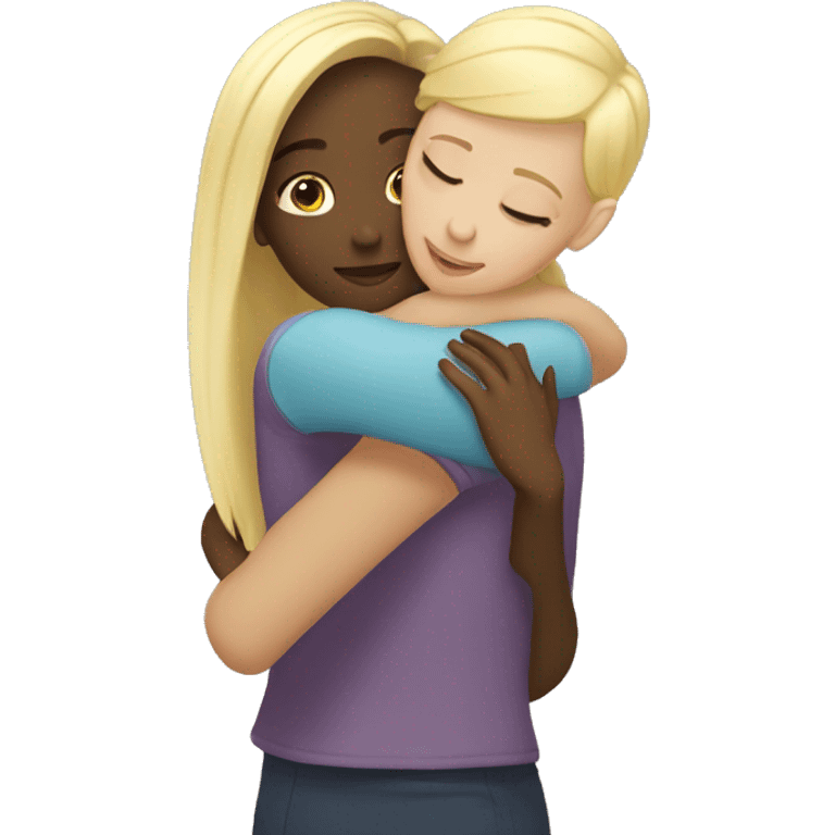  blond and brunette girl hugging  emoji