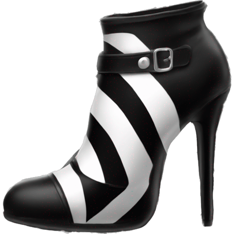 black heels with black and white stripes socks emoji