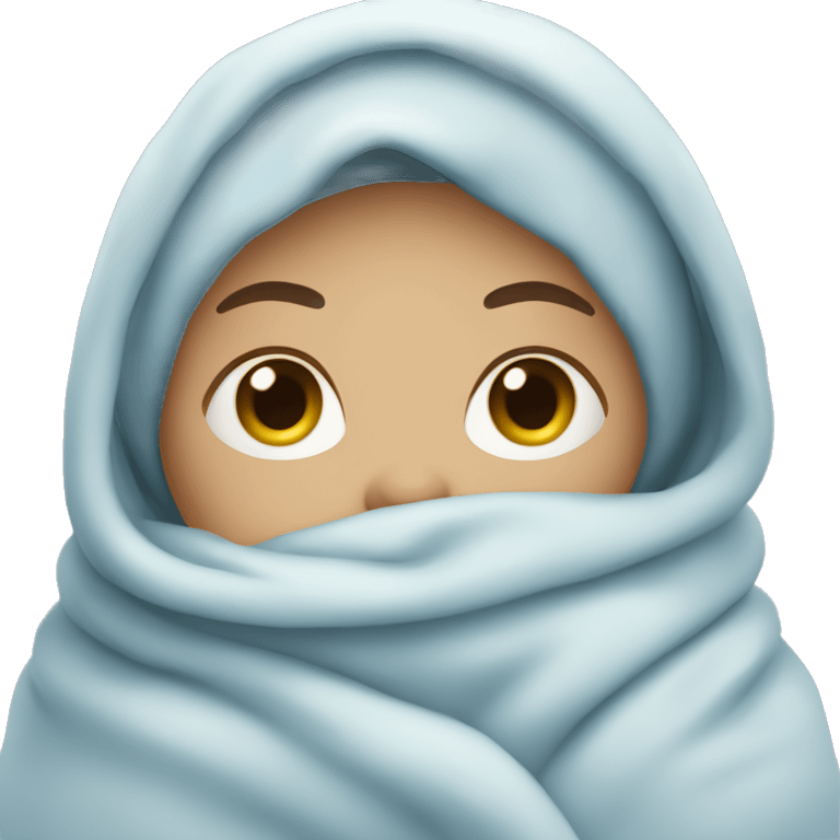 Cold woman’s with blue face wrapped in blanket emoji