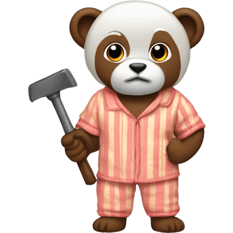 Kola in pajamas with hammer emoji