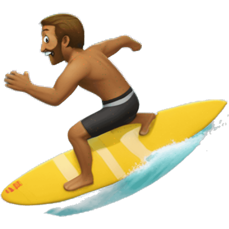 Surfista con discapacidad en un brazo montando una ola com una tabla de surf emoji