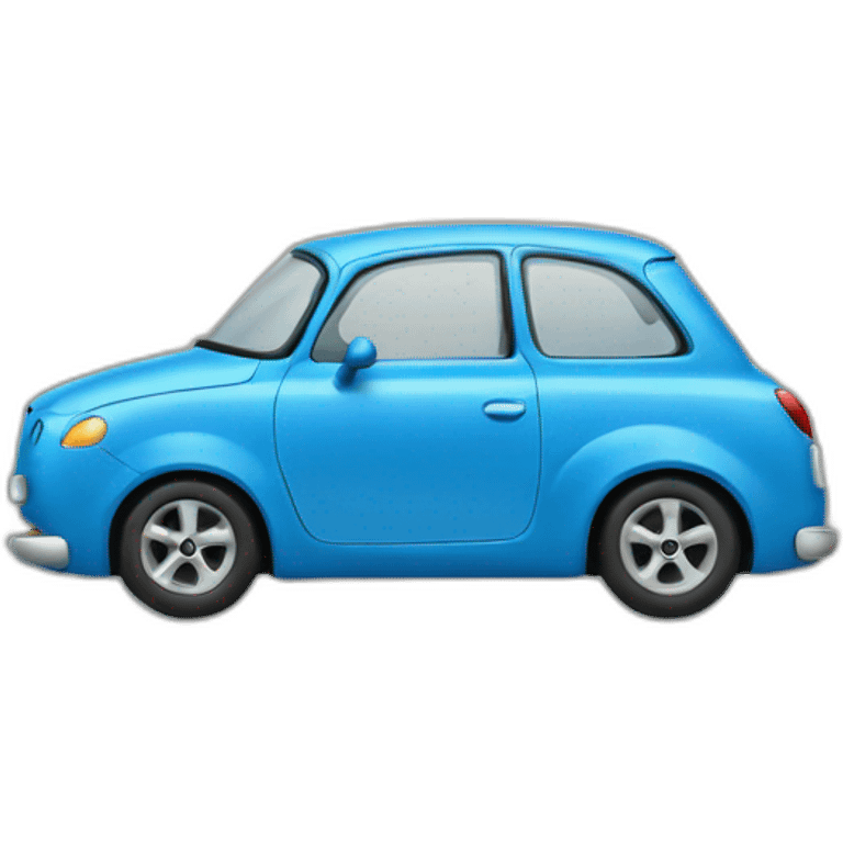 Smiling blue car with a face emoji