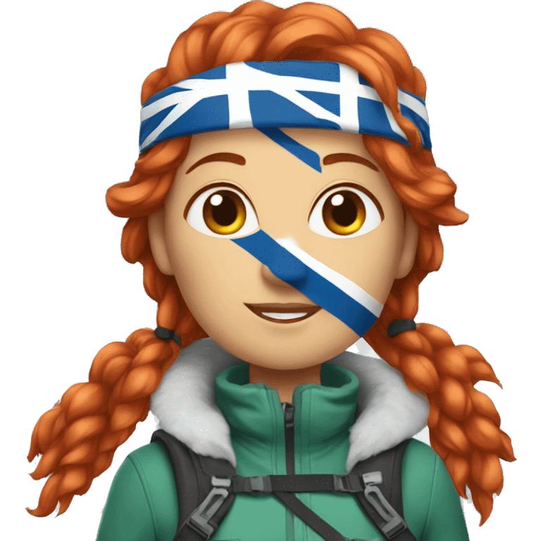 a red hair female on everest with greek flag emoji