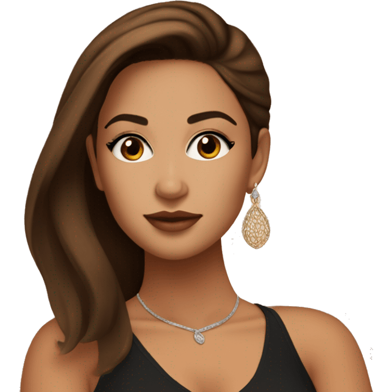 Light Latina makeup girl with lashes a black crop top and medium long straight brown hair with earrings  emoji