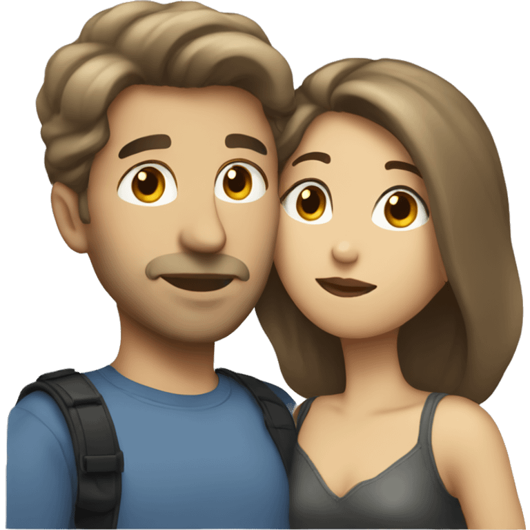 White brunette couple kissing emoji