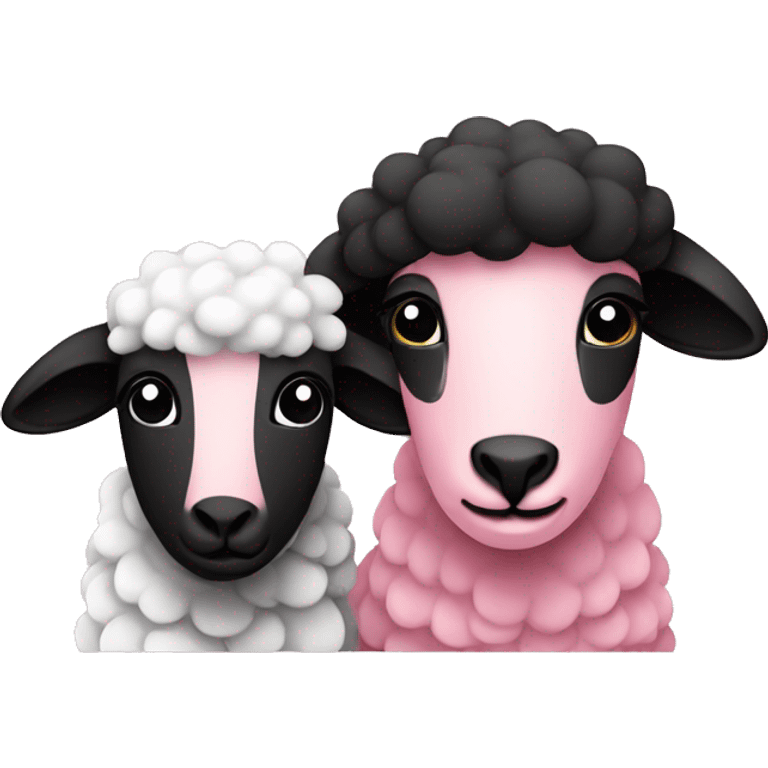 Sheep Couple, pink and black emoji