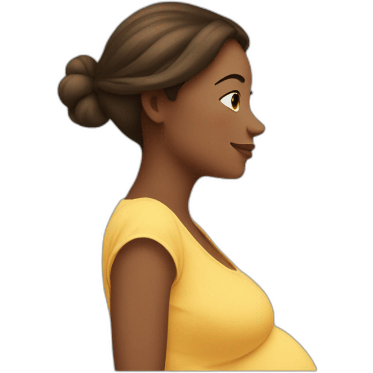 beautiful happy pregnant girl in profile emoji