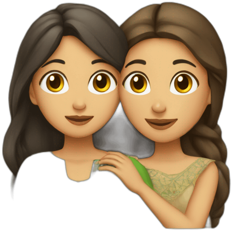 Morrocan girl with algerian girl hug  emoji