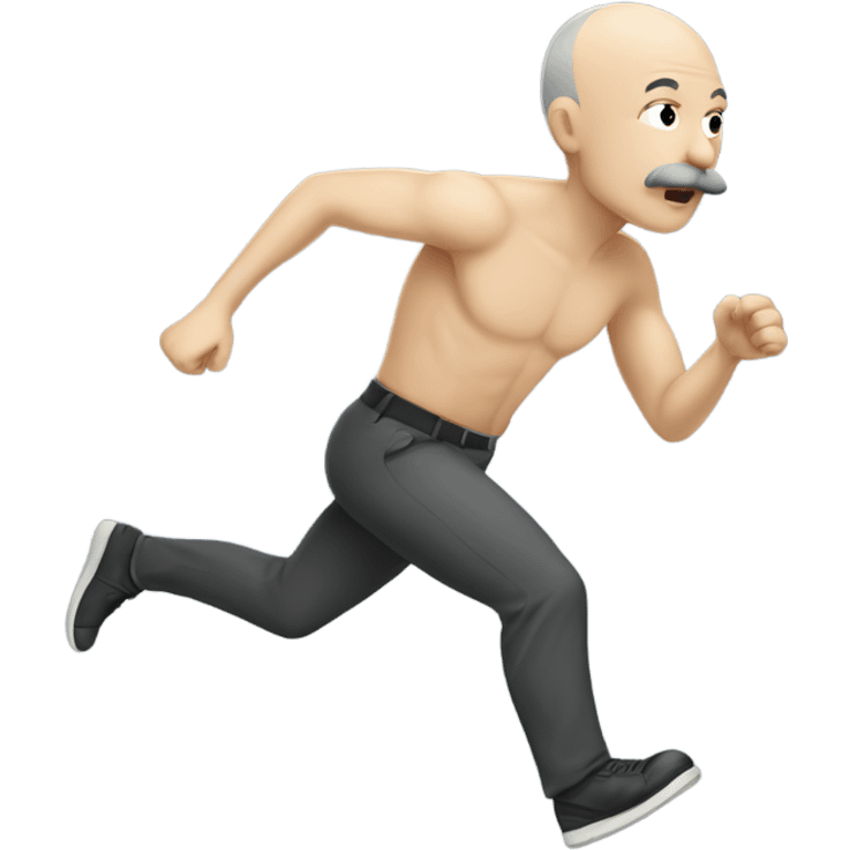 bald man with grey  moustache running emoji