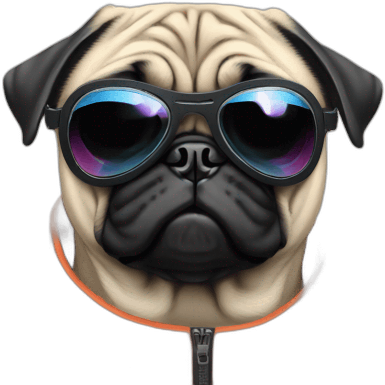 pug with black sunglasses and wearing a cyberpunk suit emoji