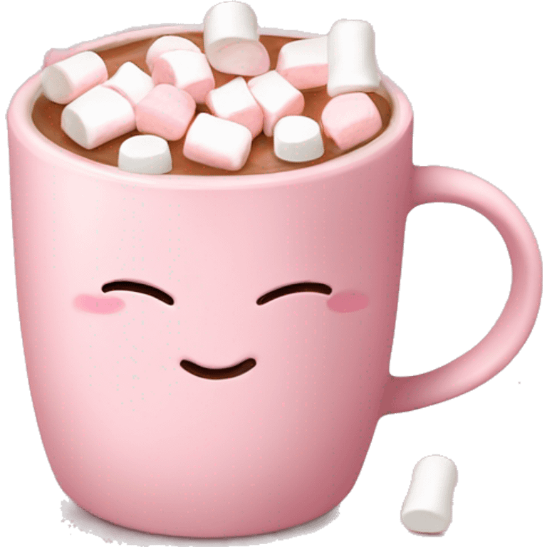 Light Pink mug of hot chocolate with marshmallows  emoji