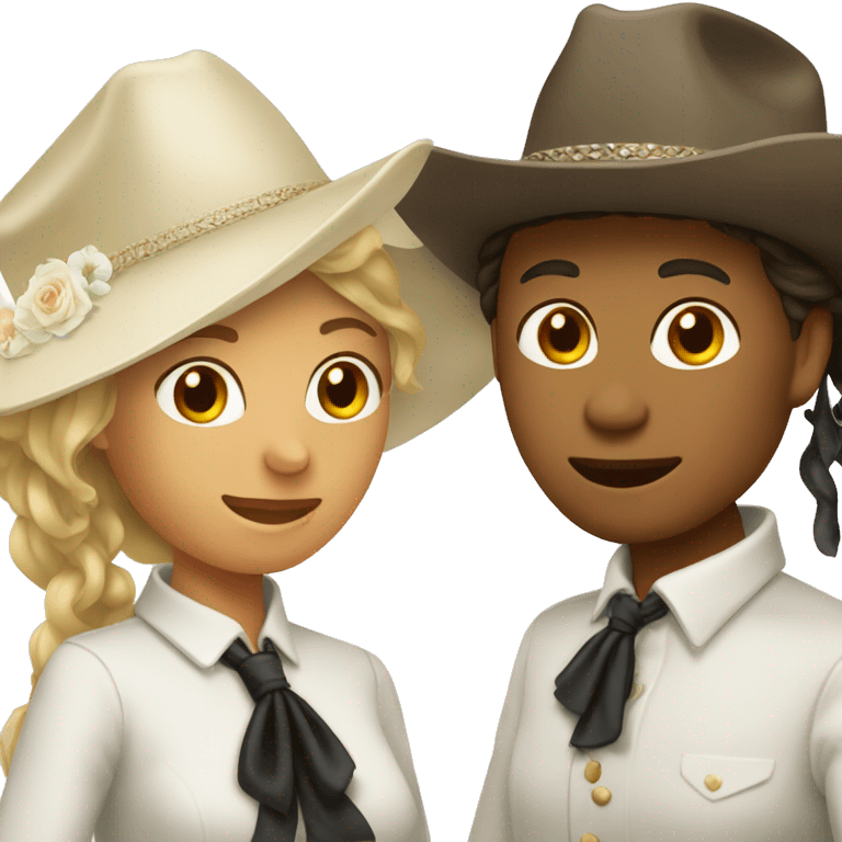 two women bridges getting married cowboy hats emoji