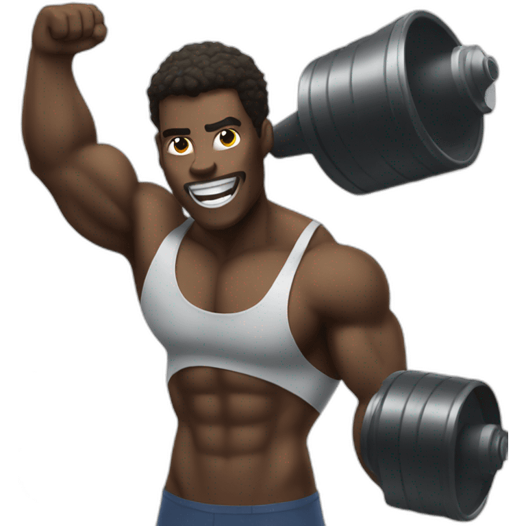 black bodybuilder with megaphone emoji