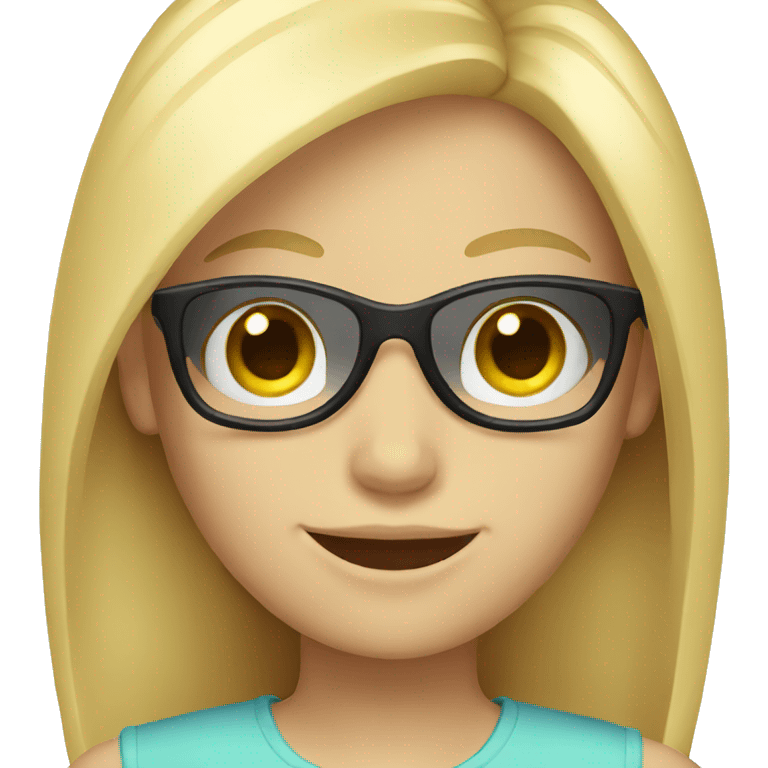 Smile Girl with sunglasses, blond hair and white skin emoji