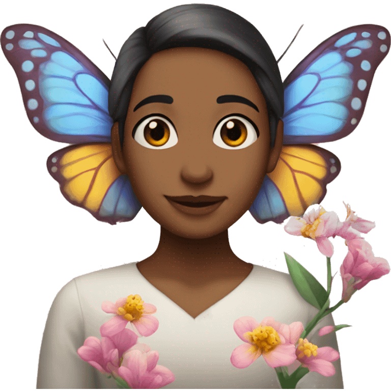 mariposa con flores emoji